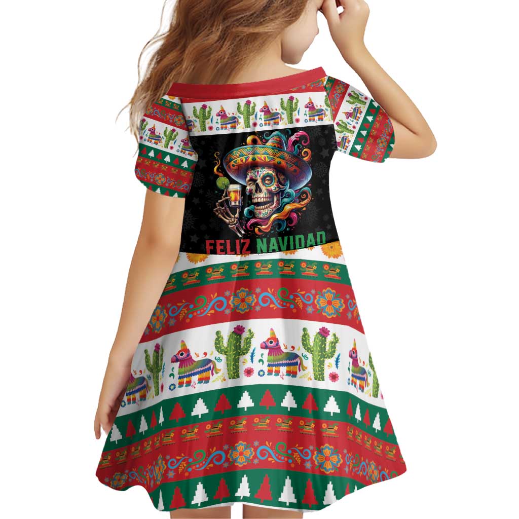 Mexican Sugar Skull Family Matching Off Shoulder Short Dress and Hawaiian Shirt Feliz Navidad Mexico - Wonder Print Shop