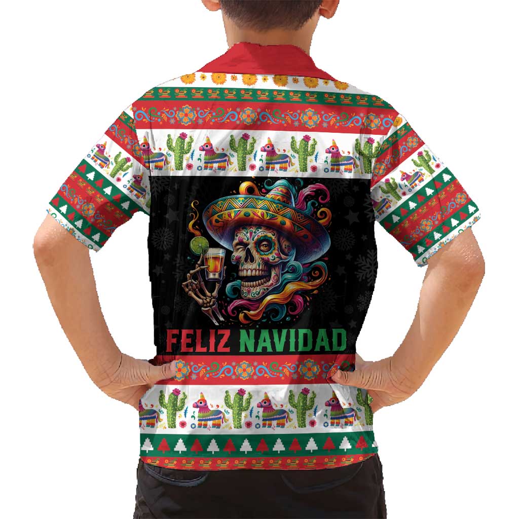Mexican Sugar Skull Family Matching Puletasi and Hawaiian Shirt Feliz Navidad Mexico - Wonder Print Shop