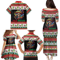 Mexican Sugar Skull Family Matching Puletasi and Hawaiian Shirt Feliz Navidad Mexico - Wonder Print Shop
