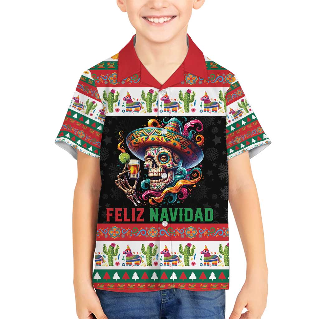 Mexican Sugar Skull Family Matching Puletasi and Hawaiian Shirt Feliz Navidad Mexico - Wonder Print Shop