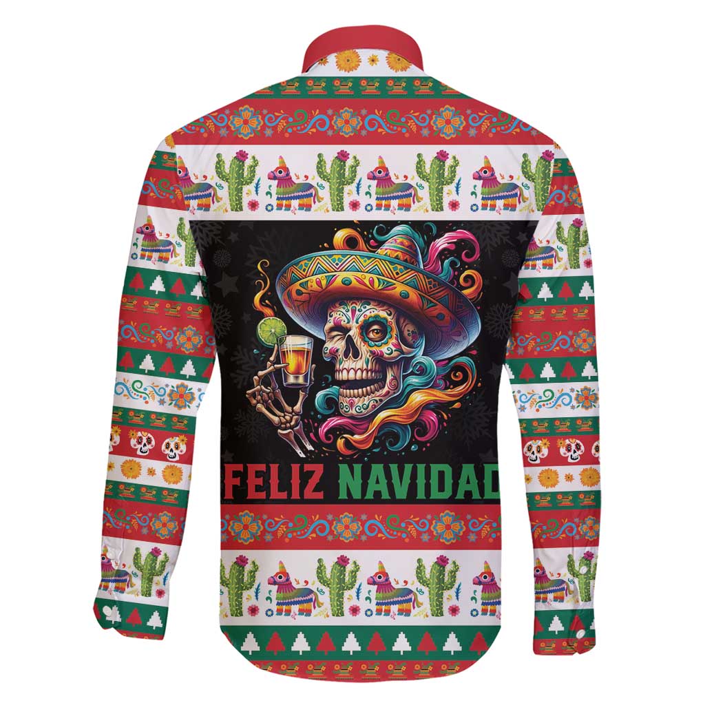 Mexican Sugar Skull Family Matching Short Sleeve Bodycon Dress and Hawaiian Shirt Feliz Navidad Mexico - Wonder Print Shop