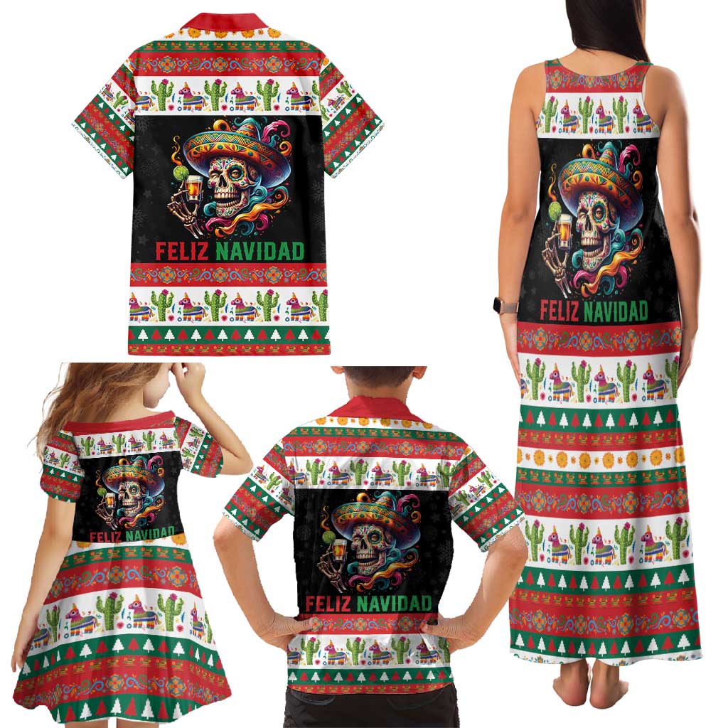 Mexican Sugar Skull Family Matching Tank Maxi Dress and Hawaiian Shirt Feliz Navidad Mexico - Wonder Print Shop