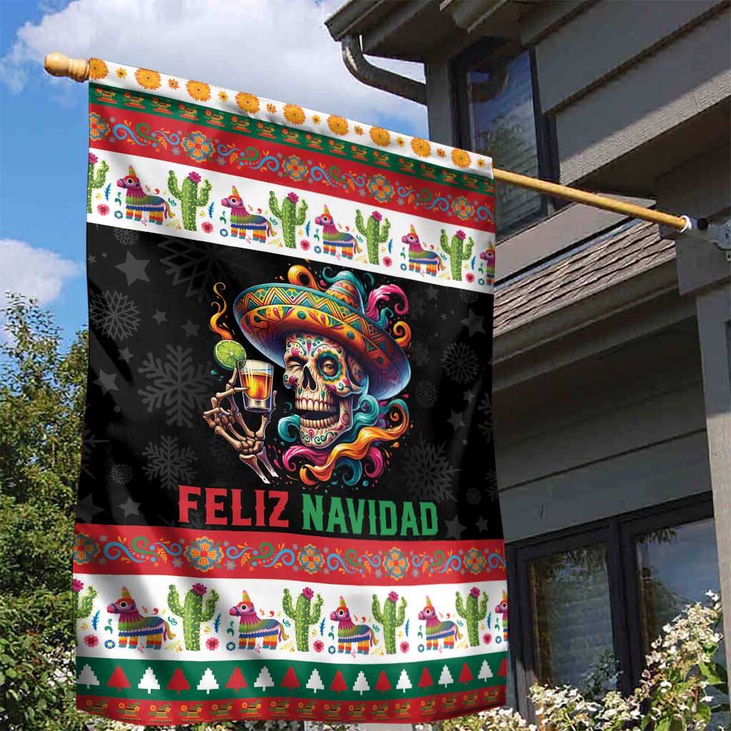 Mexican Sugar Skull Garden Flag Feliz Navidad Mexico - Wonder Print Shop