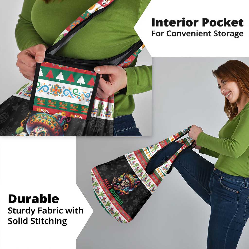 Mexican Sugar Skull Grocery Bag Feliz Navidad Mexico - Wonder Print Shop