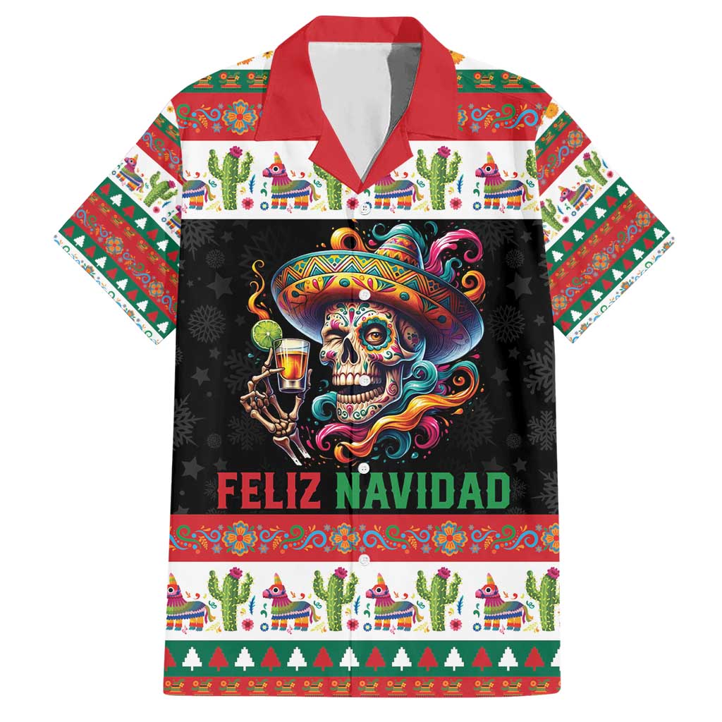 Mexican Sugar Skull Hawaiian Shirt Feliz Navidad Mexico - Wonder Print Shop