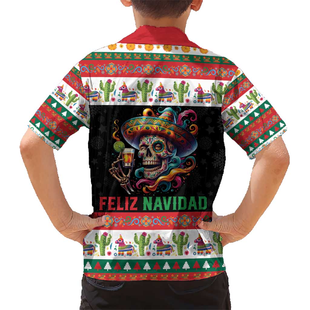 Mexican Sugar Skull Hawaiian Shirt Feliz Navidad Mexico - Wonder Print Shop