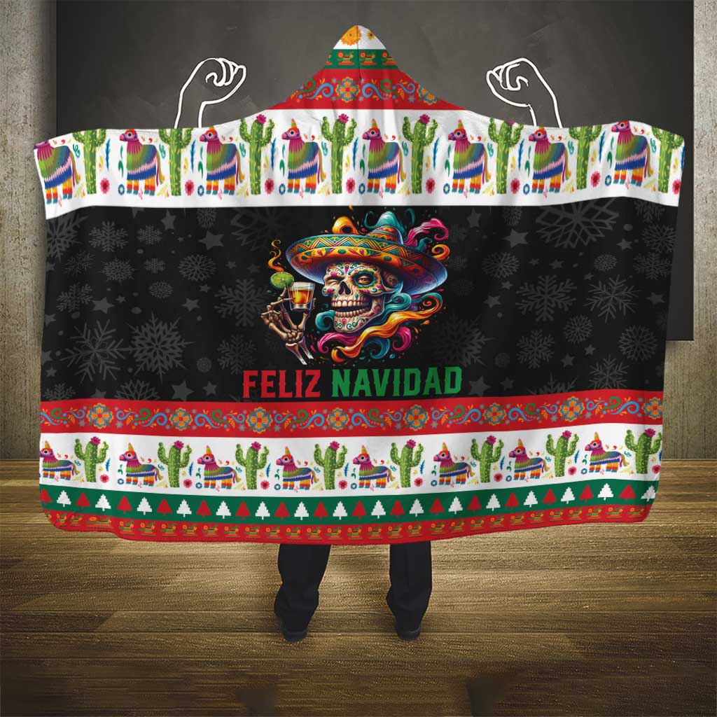 Mexican Sugar Skull Hooded Blanket Feliz Navidad Mexico - Wonder Print Shop
