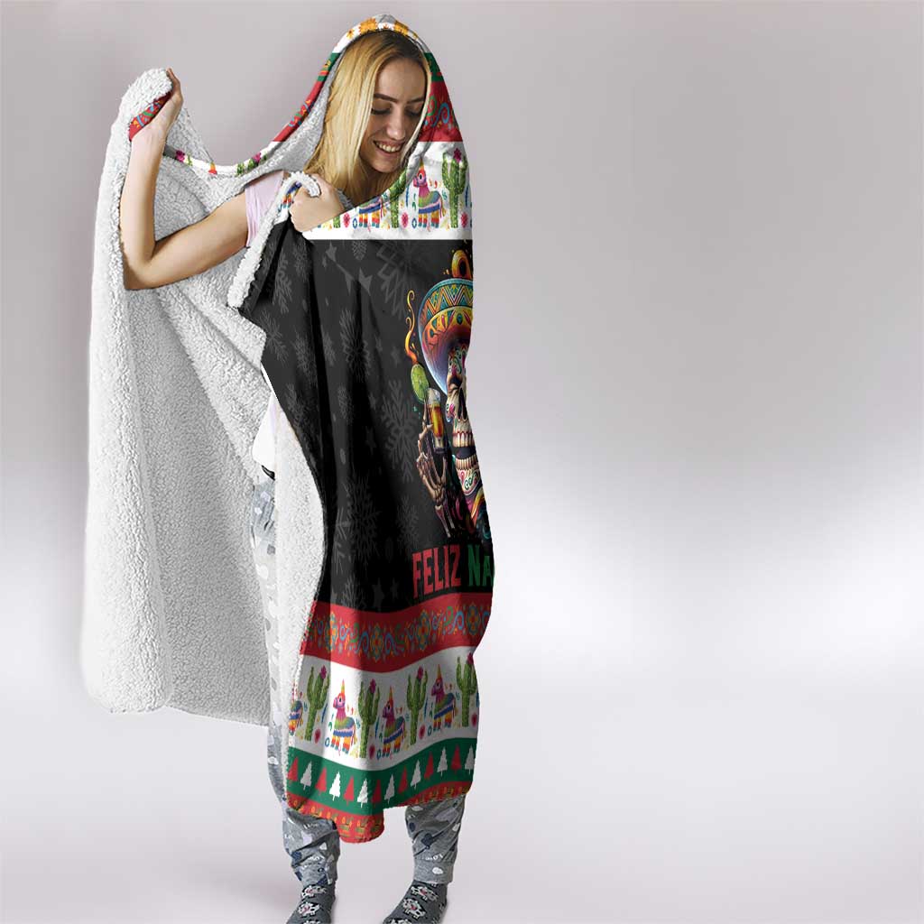 Mexican Sugar Skull Hooded Blanket Feliz Navidad Mexico - Wonder Print Shop