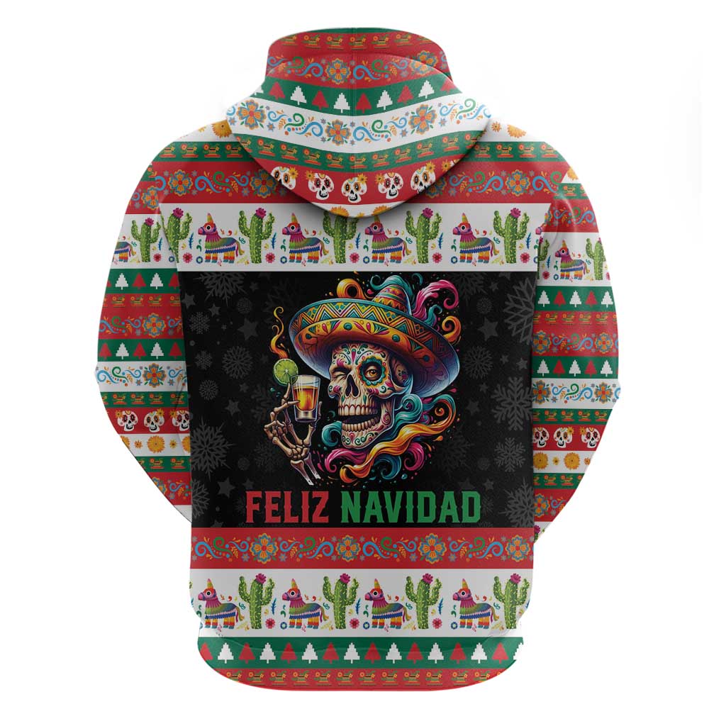 Mexican Sugar Skull Hoodie Feliz Navidad Mexico - Wonder Print Shop
