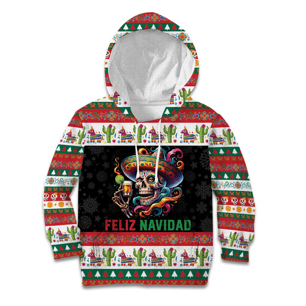 Mexican Sugar Skull Kid Hoodie Feliz Navidad Mexico - Wonder Print Shop