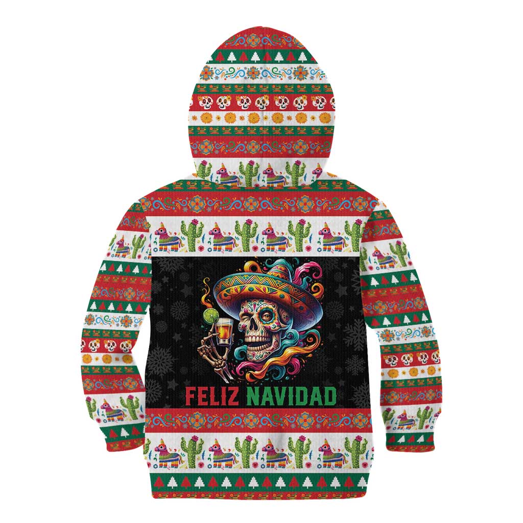 Mexican Sugar Skull Kid Hoodie Feliz Navidad Mexico - Wonder Print Shop
