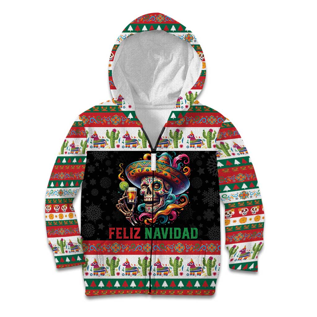 Mexican Sugar Skull Kid Hoodie Feliz Navidad Mexico - Wonder Print Shop