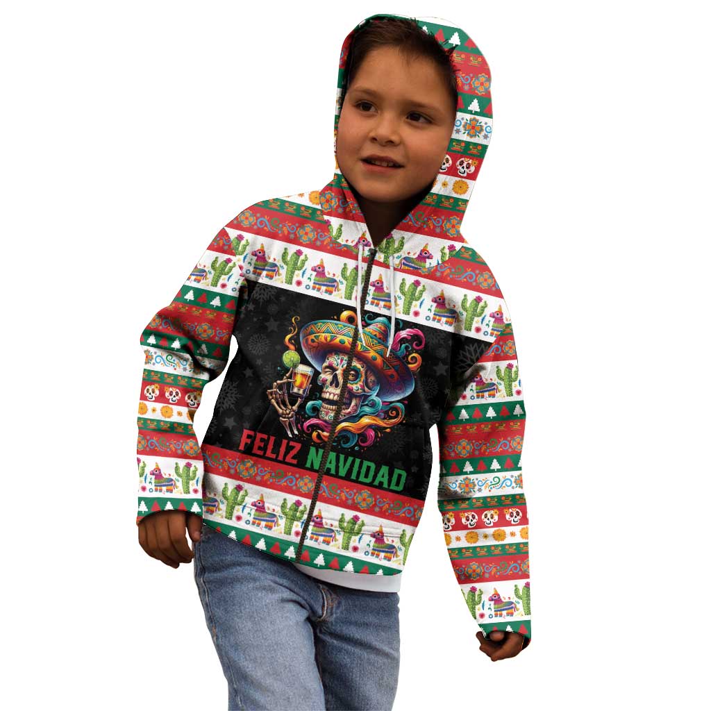 Mexican Sugar Skull Kid Hoodie Feliz Navidad Mexico - Wonder Print Shop