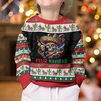 Mexican Sugar Skull Kid Ugly Christmas Sweater Feliz Navidad Mexico - Wonder Print Shop