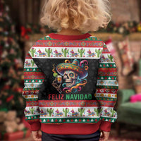 Mexican Sugar Skull Kid Ugly Christmas Sweater Feliz Navidad Mexico - Wonder Print Shop