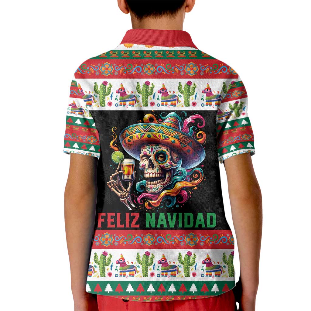 Mexican Sugar Skull Kid Polo Shirt Feliz Navidad Mexico - Wonder Print Shop