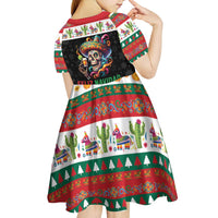 Mexican Sugar Skull Kid Short Sleeve Dress Feliz Navidad Mexico - Wonder Print Shop