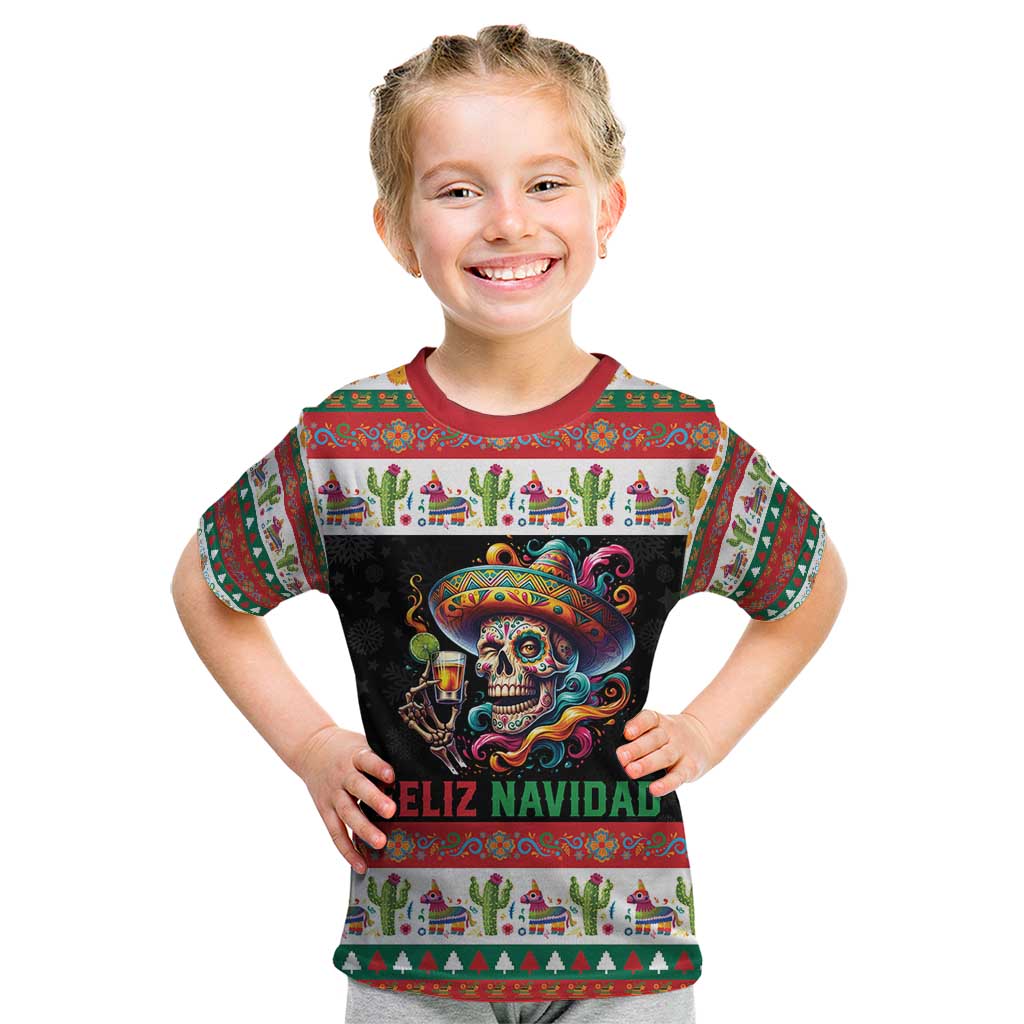 Mexican Sugar Skull Kid T Shirt Feliz Navidad Mexico - Wonder Print Shop