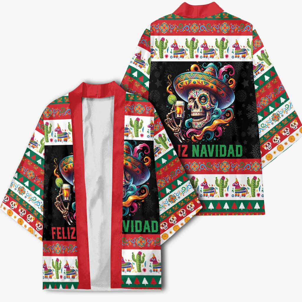 Mexican Sugar Skull Kimono Feliz Navidad Mexico - Wonder Print Shop