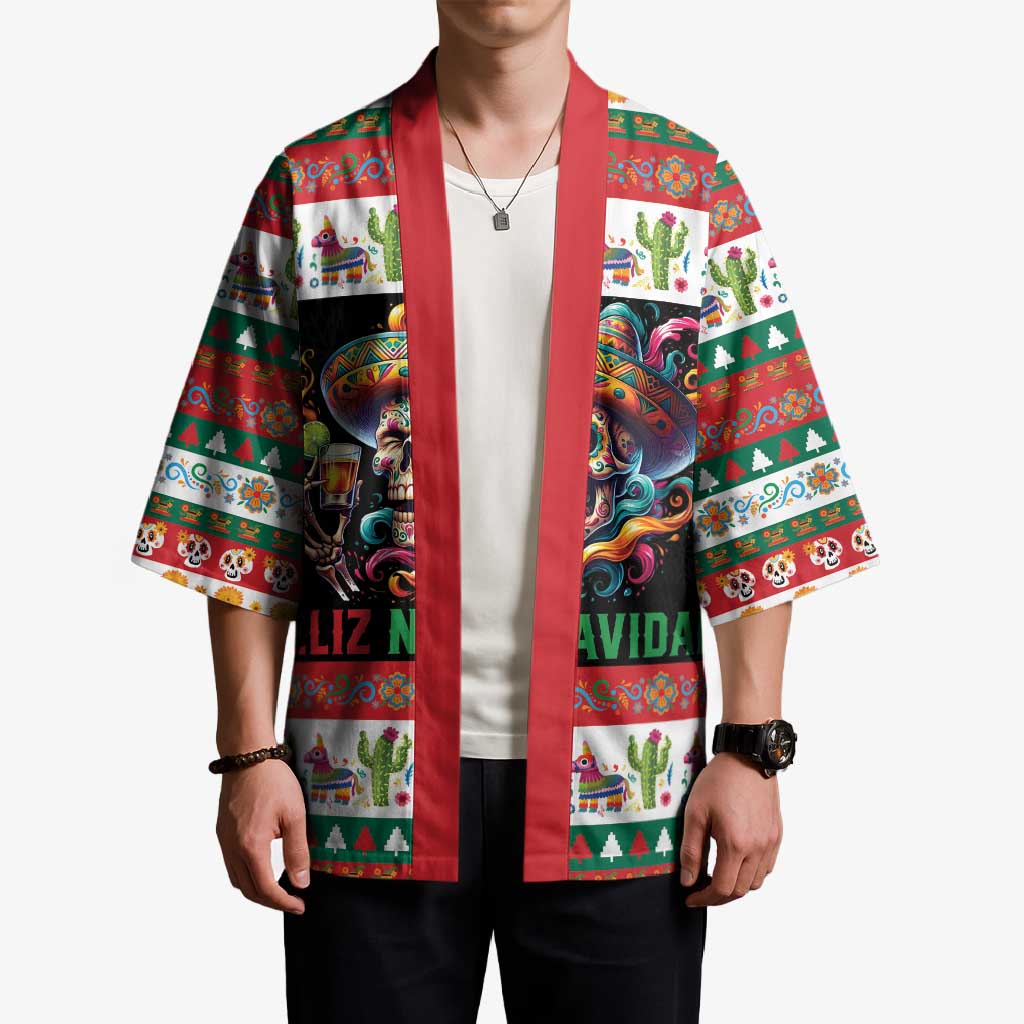 Mexican Sugar Skull Kimono Feliz Navidad Mexico - Wonder Print Shop
