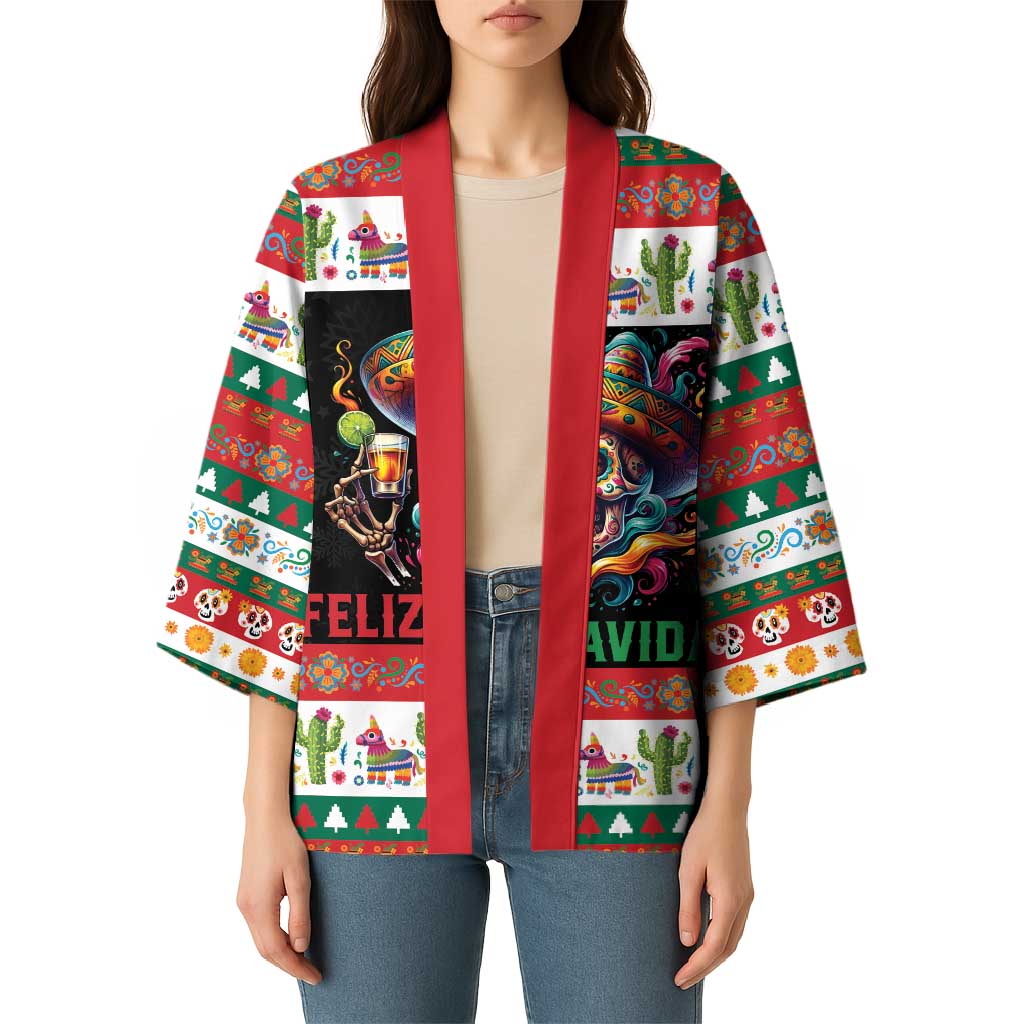 Mexican Sugar Skull Kimono Feliz Navidad Mexico - Wonder Print Shop