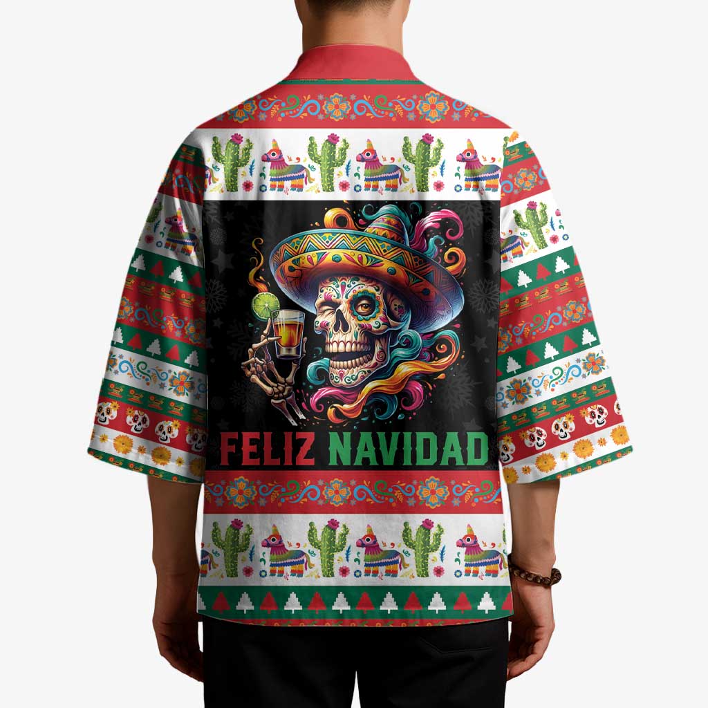 Mexican Sugar Skull Kimono Feliz Navidad Mexico - Wonder Print Shop