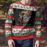 Mexican Sugar Skull Ugly Christmas Sweater Feliz Navidad Mexico - Wonder Print Shop