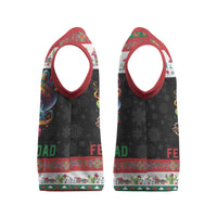 Mexican Sugar Skull Christmas Knitted V-Neck Vest Feliz Navidad Mexico - Wonder Print Shop