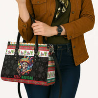 Mexican Sugar Skull Leather Bag Feliz Navidad Mexico - Wonder Print Shop
