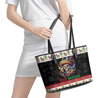 Mexican Sugar Skull Leather Tote Bag Feliz Navidad Mexico - Wonder Print Shop
