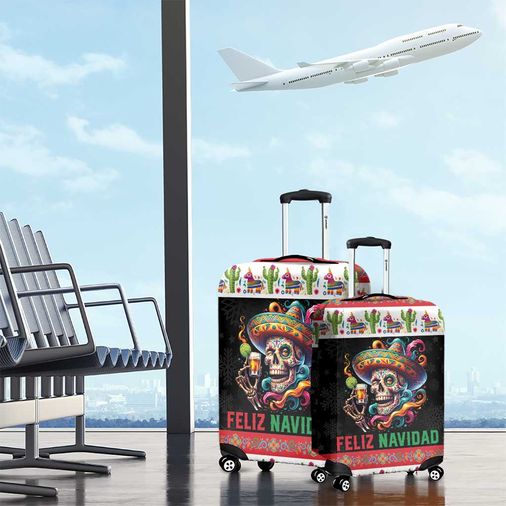 Mexican Sugar Skull Luggage Cover Feliz Navidad Mexico - Wonder Print Shop