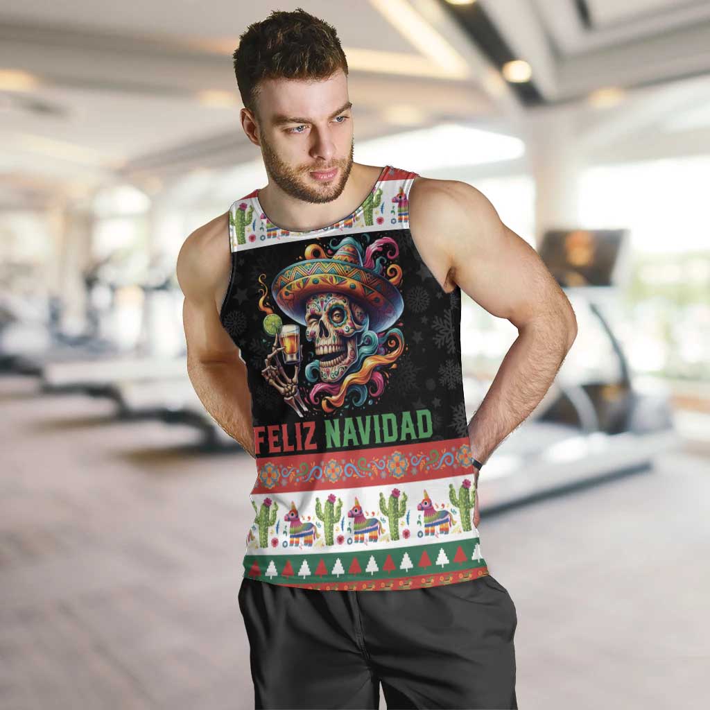 Mexican Sugar Skull Men Tank Top Feliz Navidad Mexico - Wonder Print Shop