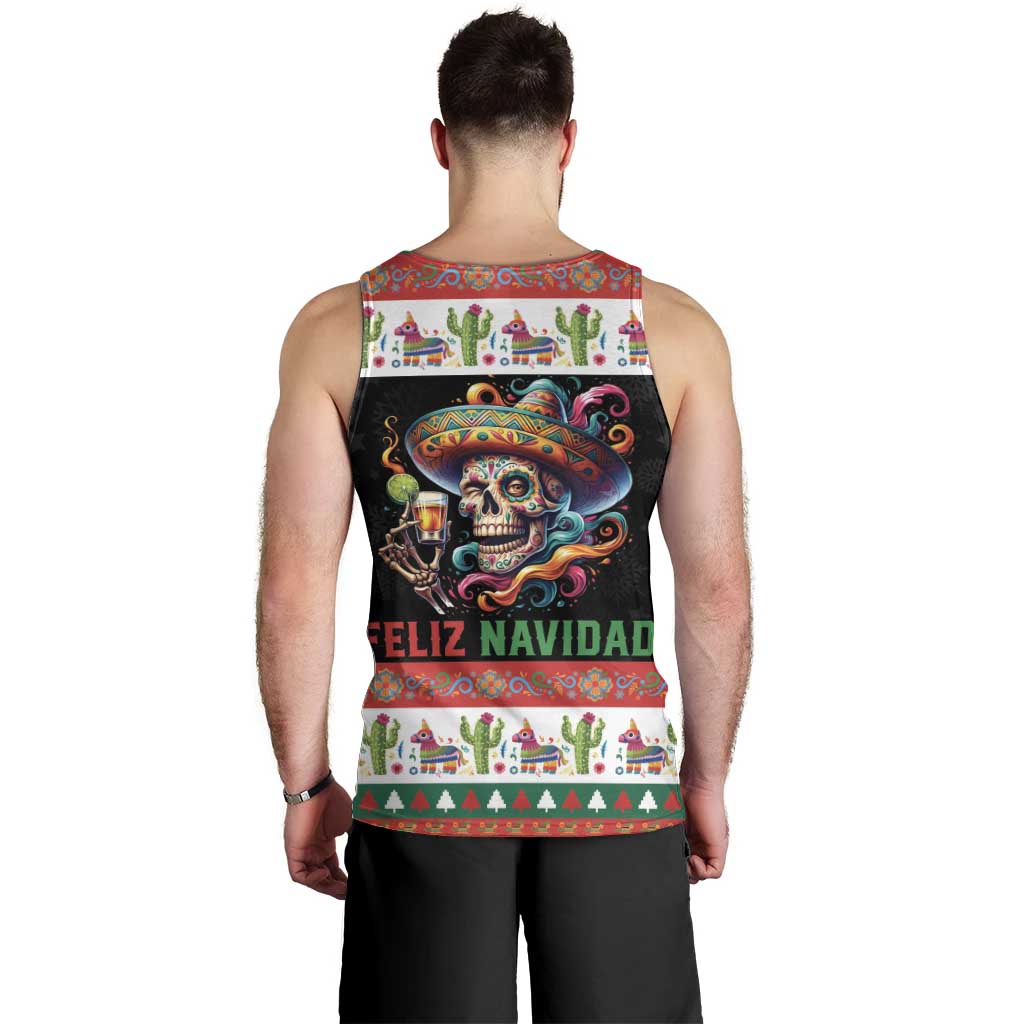 Mexican Sugar Skull Men Tank Top Feliz Navidad Mexico - Wonder Print Shop