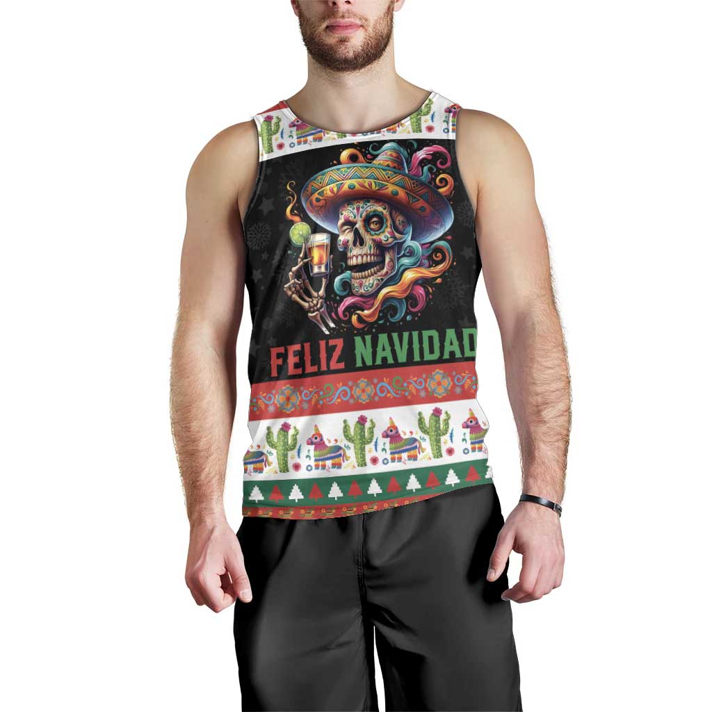 Mexican Sugar Skull Men Tank Top Feliz Navidad Mexico - Wonder Print Shop