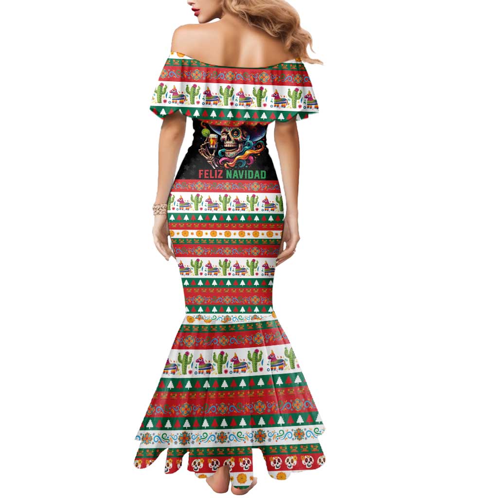 Mexican Sugar Skull Mermaid Dress Feliz Navidad Mexico - Wonder Print Shop