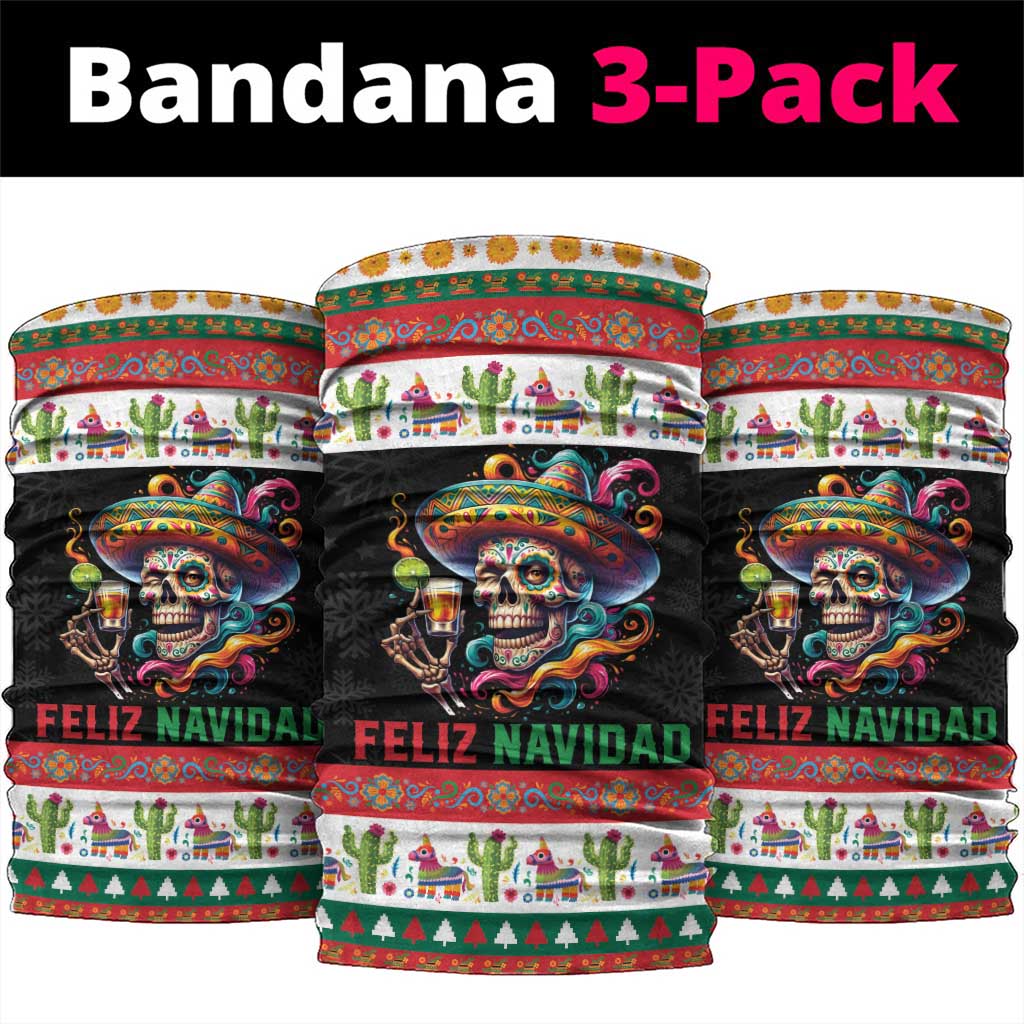 Mexican Sugar Skull Neck Gaiter Feliz Navidad Mexico - Wonder Print Shop