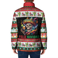 Mexican Sugar Skull Padded Jacket Feliz Navidad Mexico - Wonder Print Shop