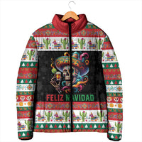 Mexican Sugar Skull Padded Jacket Feliz Navidad Mexico - Wonder Print Shop