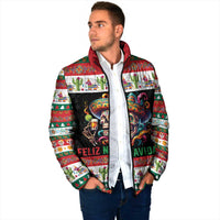 Mexican Sugar Skull Padded Jacket Feliz Navidad Mexico - Wonder Print Shop