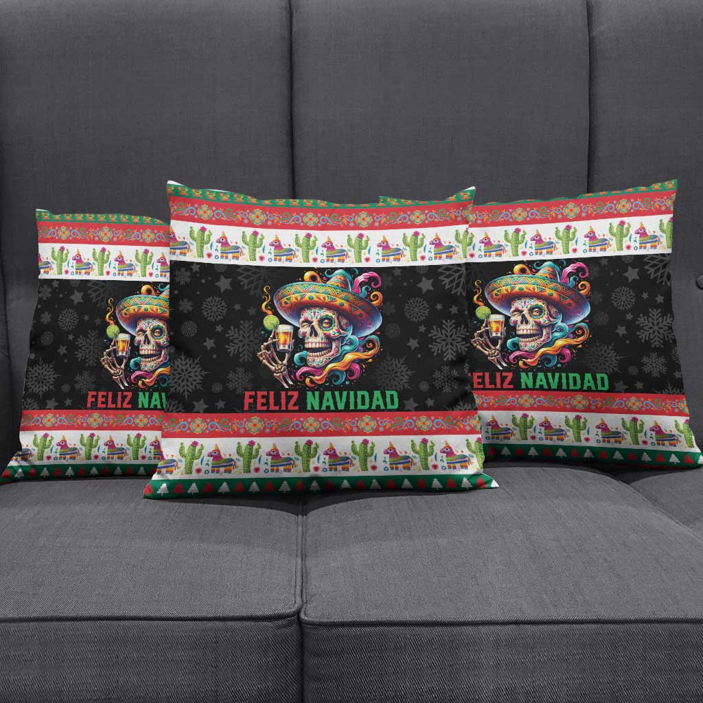 Mexican Sugar Skull Pillow Cover Feliz Navidad Mexico - Wonder Print Shop