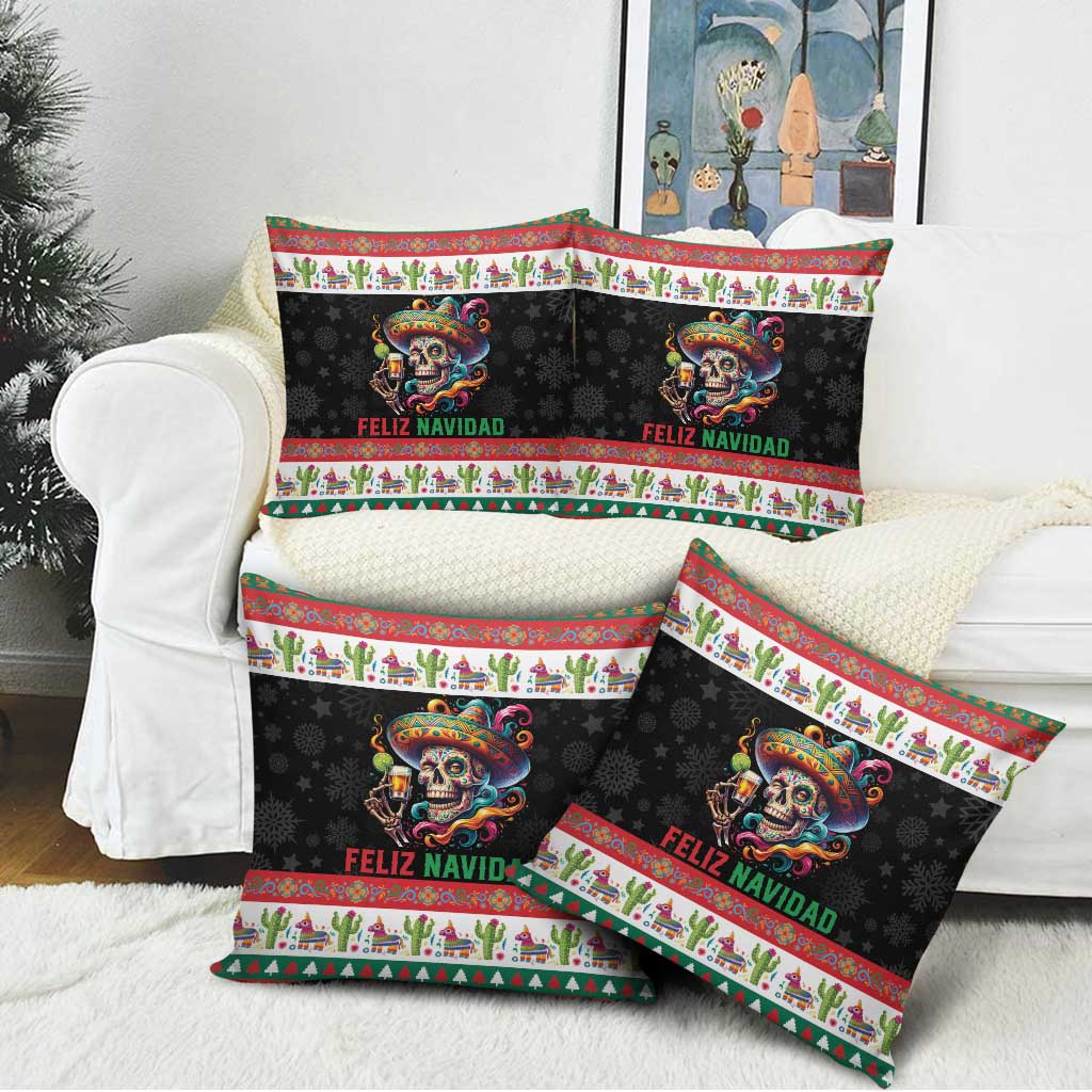 Mexican Sugar Skull Pillow Cover Feliz Navidad Mexico - Wonder Print Shop