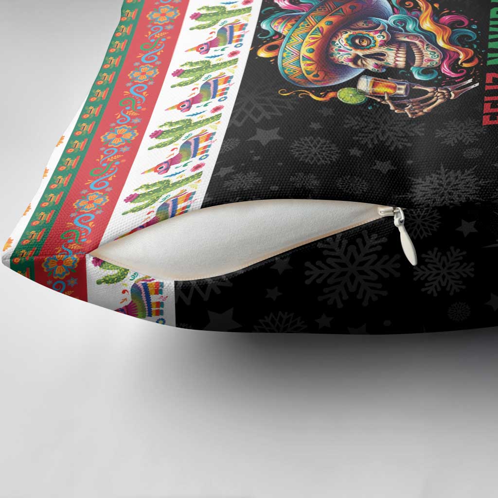 Mexican Sugar Skull Pillow Cover Feliz Navidad Mexico - Wonder Print Shop