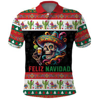 Mexican Sugar Skull Polo Shirt Feliz Navidad Mexico - Wonder Print Shop