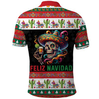Mexican Sugar Skull Polo Shirt Feliz Navidad Mexico - Wonder Print Shop