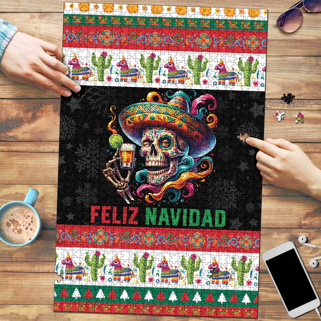 Mexican Sugar Skull Puzzle Feliz Navidad Mexico - Wonder Print Shop