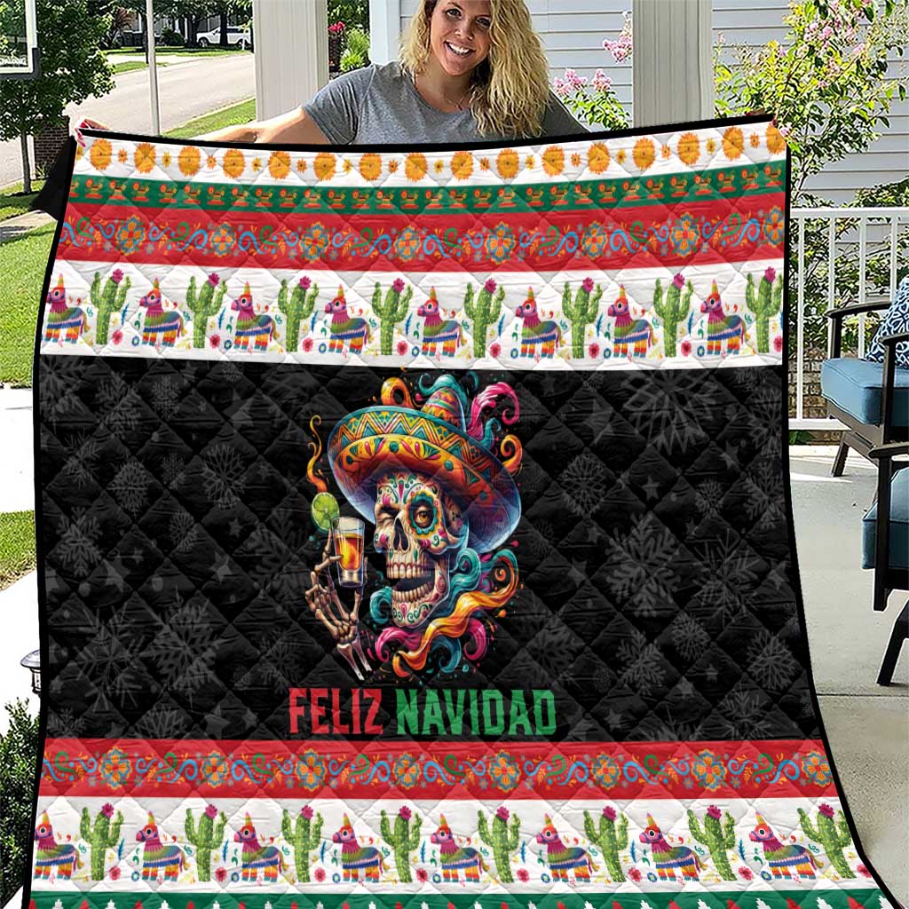 Mexican Sugar Skull Quilt Feliz Navidad Mexico - Wonder Print Shop