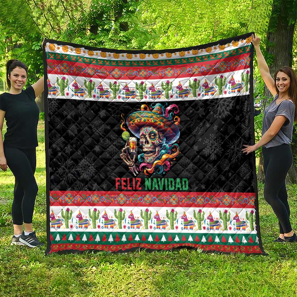Mexican Sugar Skull Quilt Feliz Navidad Mexico - Wonder Print Shop
