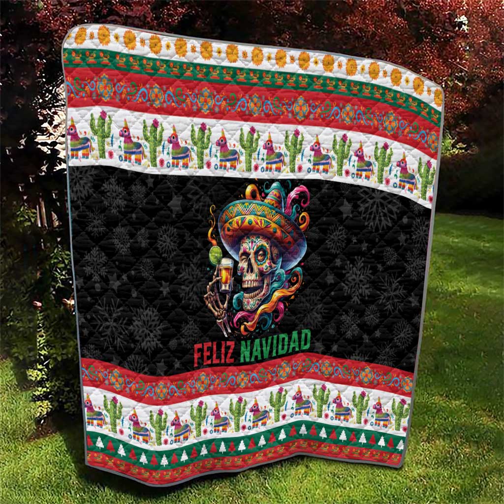 Mexican Sugar Skull Quilt Feliz Navidad Mexico - Wonder Print Shop