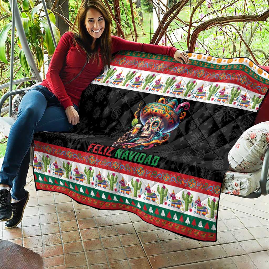 Mexican Sugar Skull Quilt Feliz Navidad Mexico - Wonder Print Shop