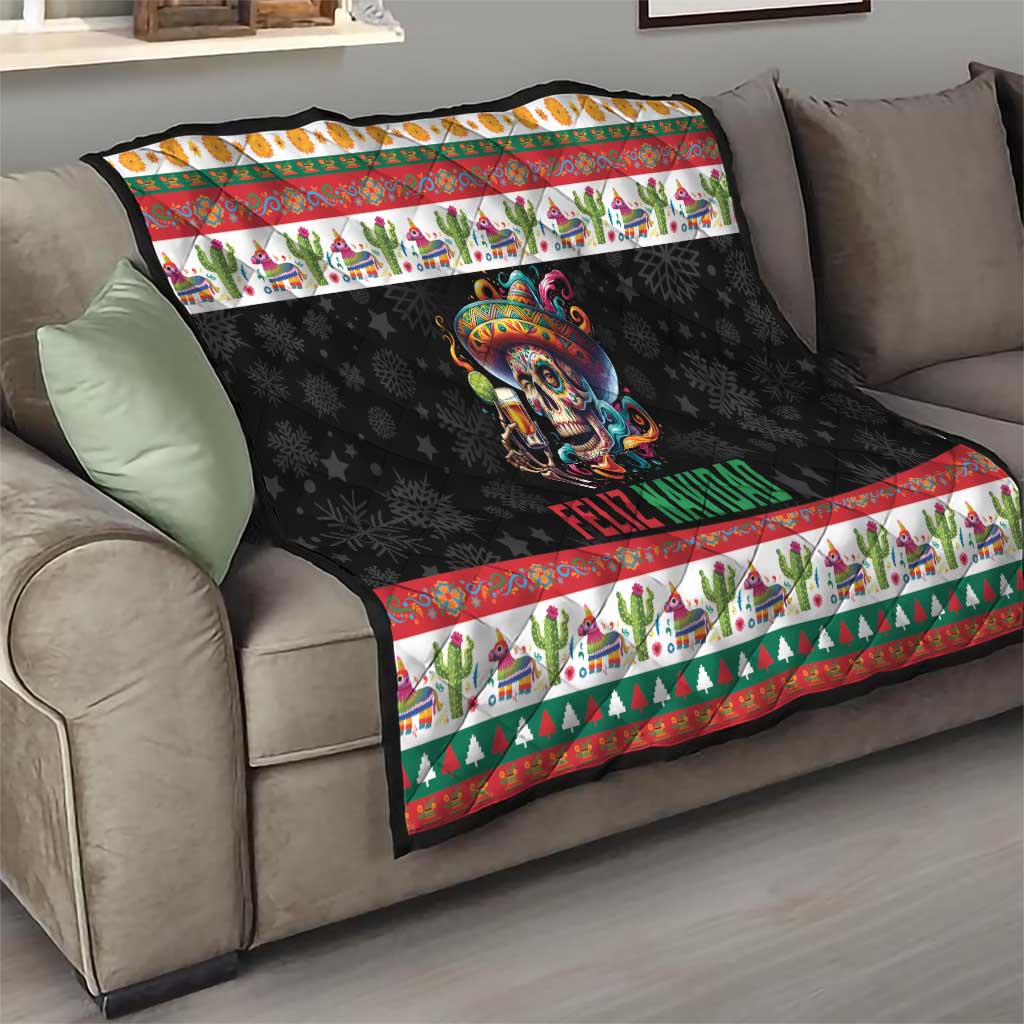 Mexican Sugar Skull Quilt Feliz Navidad Mexico - Wonder Print Shop